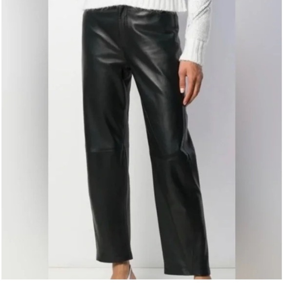 Dana Buchman Pants - Dana Buchman Black Lambskin Leather Charlotte Straight Leg Pants:  size 15 petit